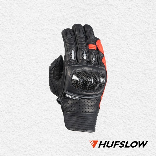 HUFSLOW 311 SICURO LEATHER GLOVE - BLACK-RED